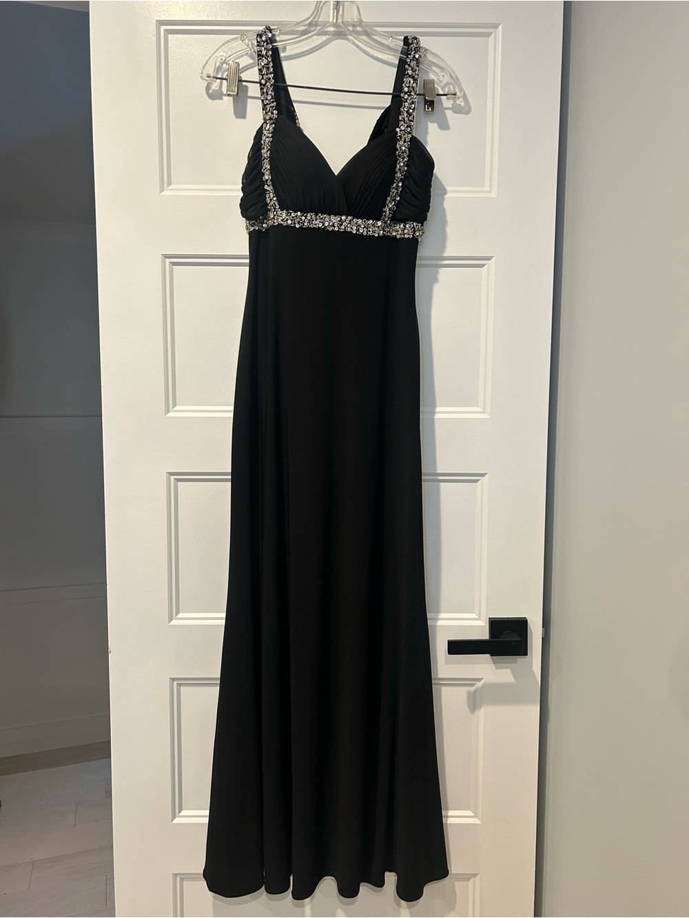 Betsy & Adam Black Formal Dress Size 6 with crystals